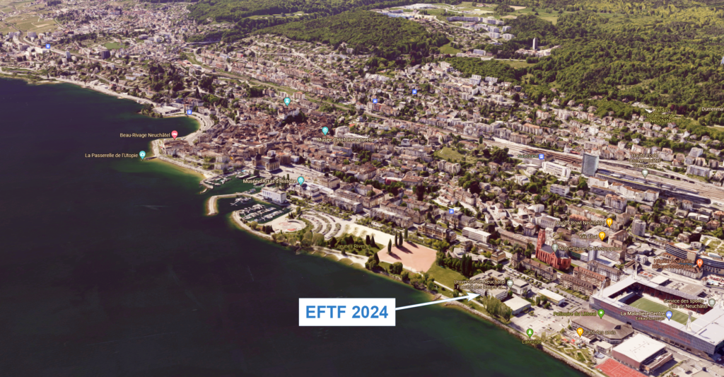 Aerial image of Neuchâtel city center and university (c) Google